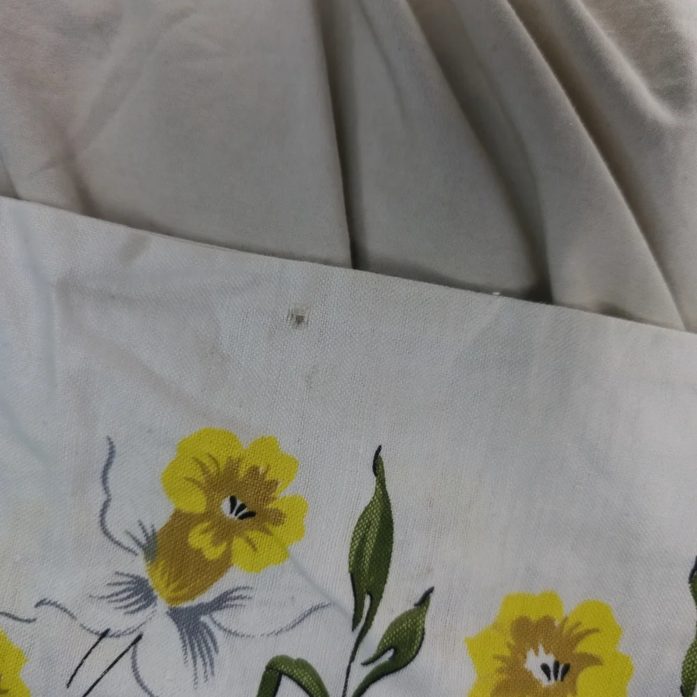 Vintage Yellow Floral White Bag 14.5 X 15.5 Inch